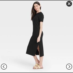 Women's Short Sleeve Rib Knit T-Shirt Dress
